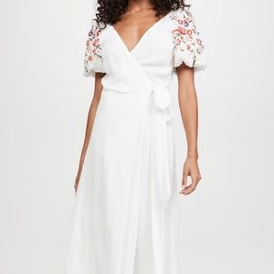 NWT Never Fully Dressed White Embroidered Wrap Midi Dress